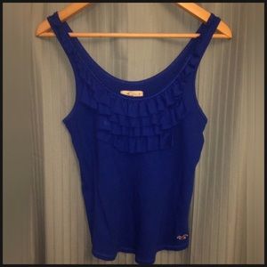 Blue Ruffle Tank Top